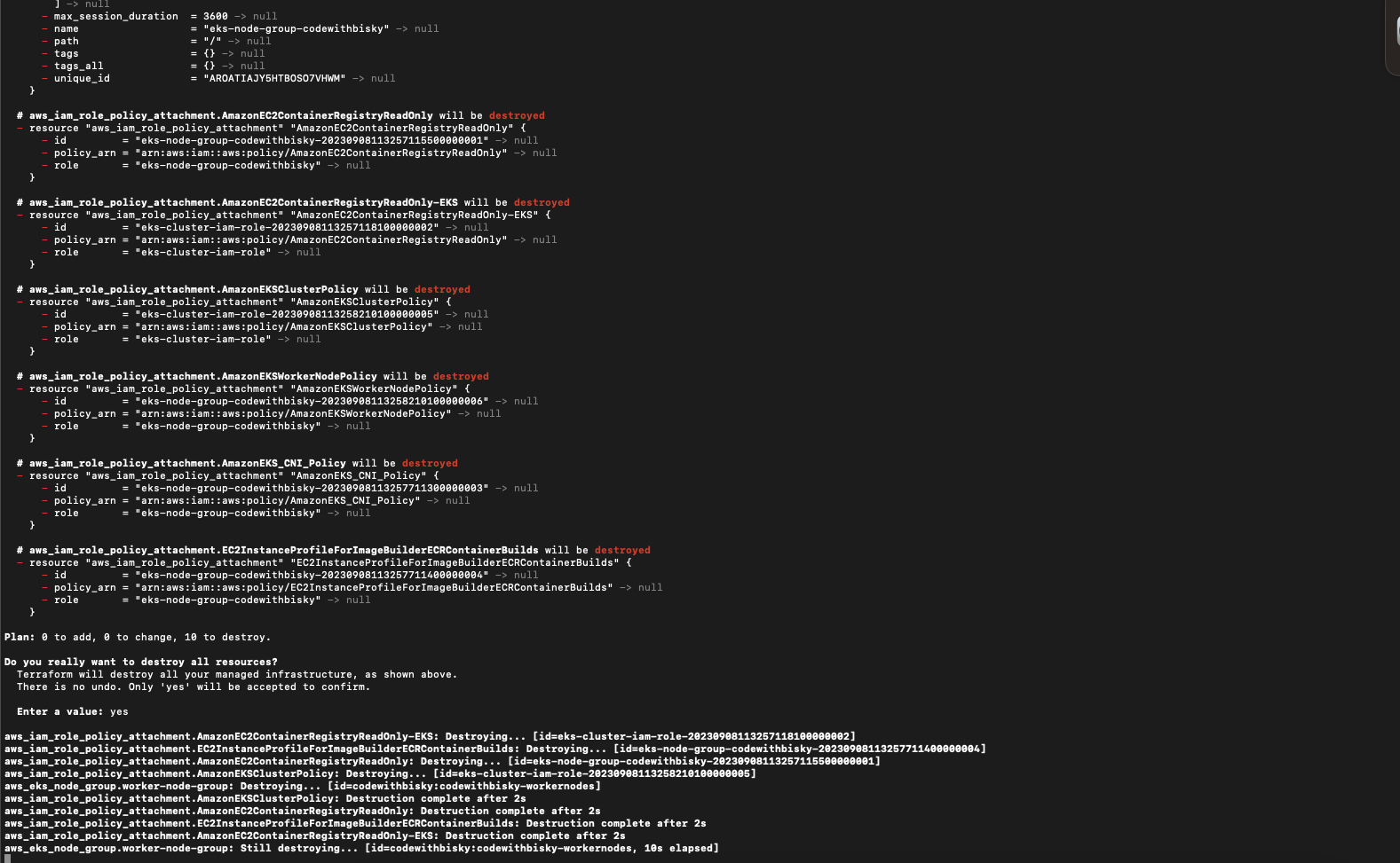 Terraform Destroy Progress