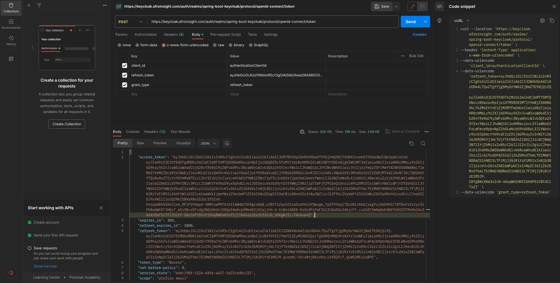 Keycloak generate refresh token